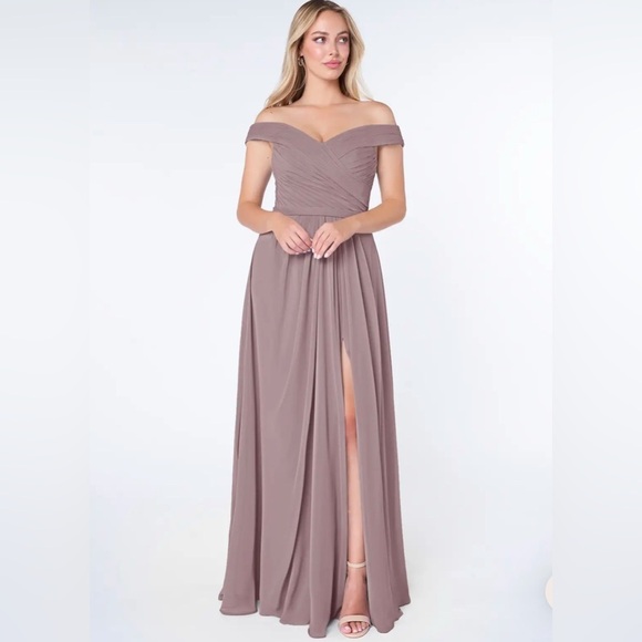 NWT Azazie Audrianna Maxi dress/ Gown/ Dusk/ Double lined/ Approx. size US 14/16 - Picture 1 of 17
